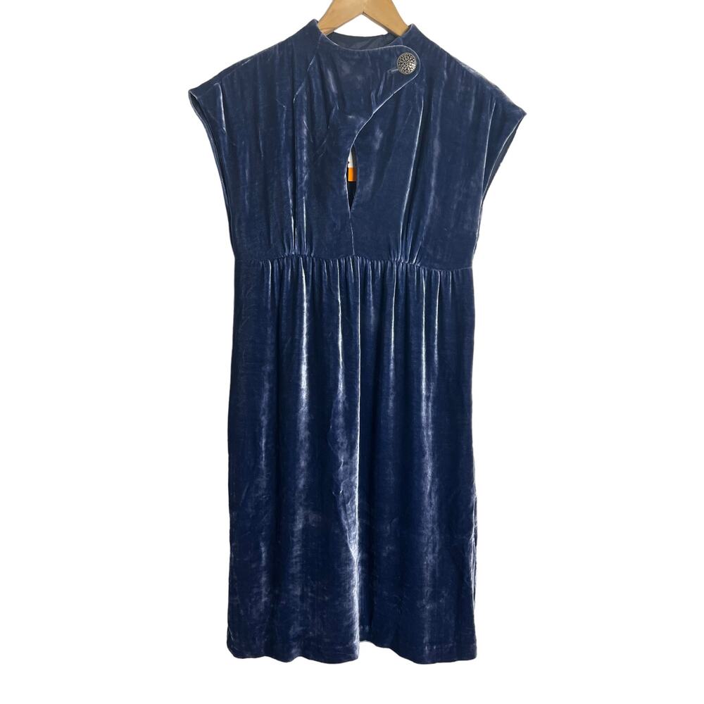 Cynthia Steffe Blue Silk Velvet Babydoll Cap Sleeve Mini Dress Women’s Size 4